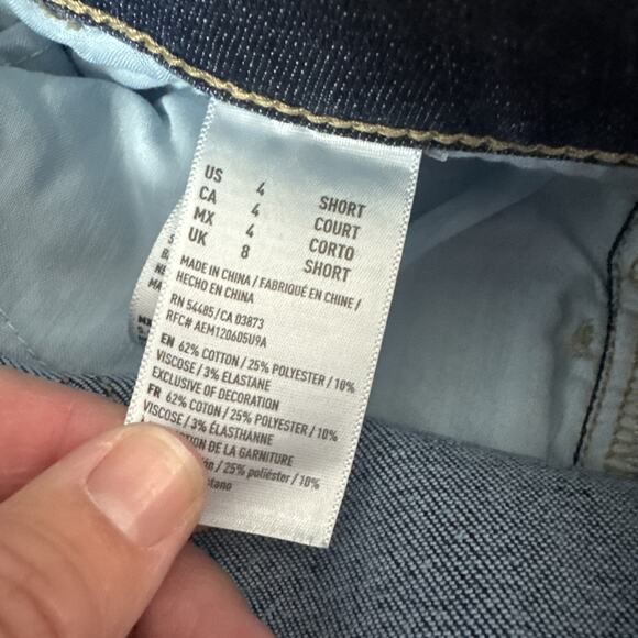 American Eagle Ripped Hi-Rise Jegging Skinny Jeans Dark Wash sz 4 Short - Picture 7 of 9